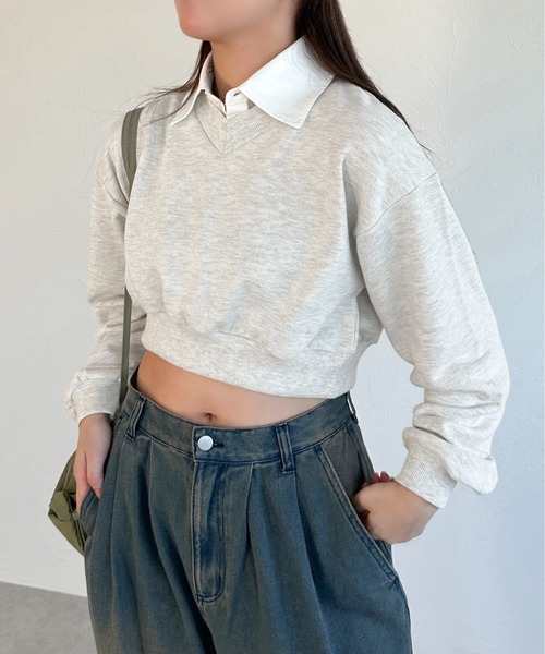 apres jour mignon(アプレジュールミニョン)の「マルチWAYクロップドスウェット【ZOZOTOWN限定アイテム】(スウェット・レディース・ネイビー/ブラック/ナチュラル・フリー/X-LARGE)」の18枚目の写真