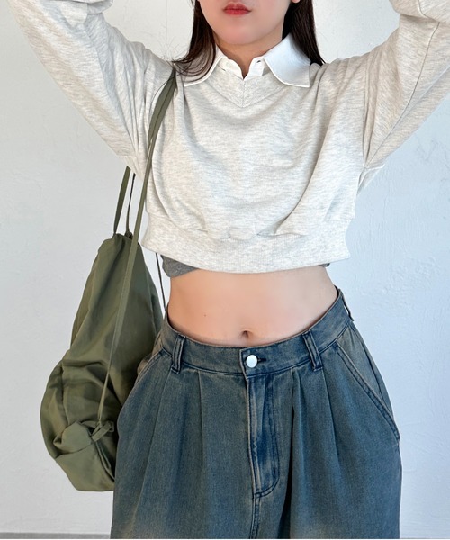 apres jour mignon(アプレジュールミニョン)の「マルチWAYクロップドスウェット【ZOZOTOWN限定アイテム】(スウェット・レディース・ネイビー/ブラック/ナチュラル・フリー/X-LARGE)」の19枚目の写真