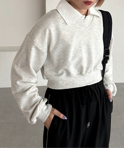 apres jour mignon(アプレジュールミニョン)の「マルチWAYクロップドスウェット【ZOZOTOWN限定アイテム】(スウェット・レディース・ネイビー/ブラック/ナチュラル・フリー/X-LARGE)」の6枚目の写真