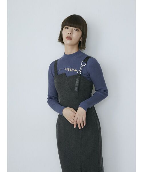 MURUA（ムルーア）の「レースアップリブニット（ニット/セーター・レディース・ブラック/ブルー/グリーン/アイボリー・FREE）」の11枚目の写真