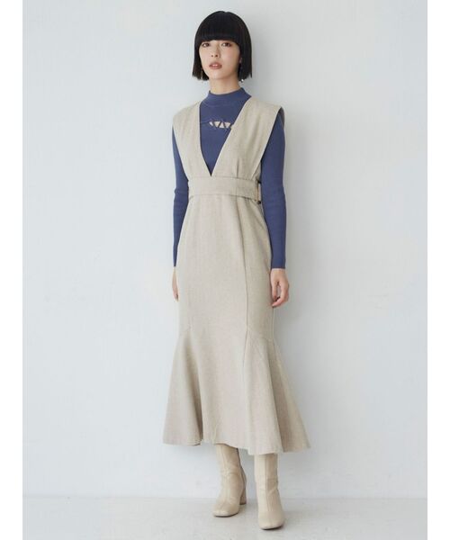 MURUA（ムルーア）の「レースアップリブニット（ニット/セーター・レディース・ブラック/ブルー/グリーン/アイボリー・FREE）」の6枚目の写真