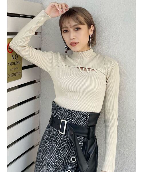 MURUA（ムルーア）の「レースアップリブニット（ニット/セーター・レディース・ブラック/ブルー/グリーン/アイボリー・FREE）」の22枚目の写真