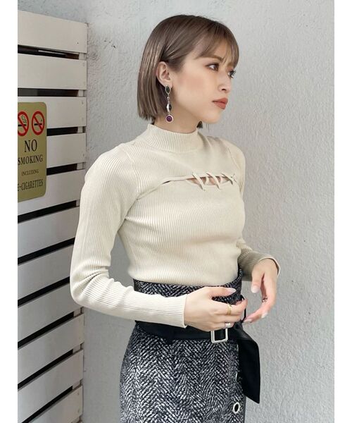 MURUA（ムルーア）の「レースアップリブニット（ニット/セーター・レディース・ブラック/ブルー/グリーン/アイボリー・FREE）」の21枚目の写真