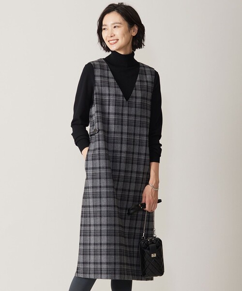 J.PRESS Ladies(J.プレス レディス)の「クラシカル ツイード タータン ジャンパースカート(スカート・レディース・ブラウン系3/グレー系3・XS)」の1枚目の写真