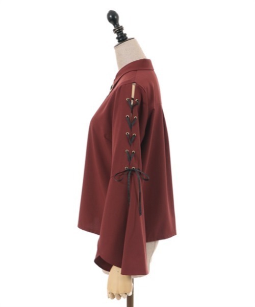 axes femme POETIQUE(アクシーズファムポエティック)の「ブローチ付フレアスリーブブラウス(シャツ/ブラウス・レディース・ワイン/キナリ/ブラック・MEDIUM)」の14枚目の写真