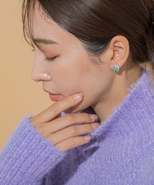 VICKY（ビッキー）の「【KOREAN ITEM】フラワービーズピアス（ピアス（両耳用）・レディース・ホワイト/レッド/イエロー/パープル・FREE）」の14枚目の写真
