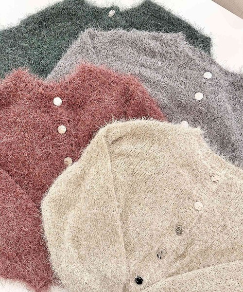 MAJESTIC LEGON（マジェスティックレゴン）の「前後2wayきらふわカーデ（ニット/セーター・レディース・ピンク/グレー/アイボリー/グリーン・MEDIUM）」の2枚目の写真