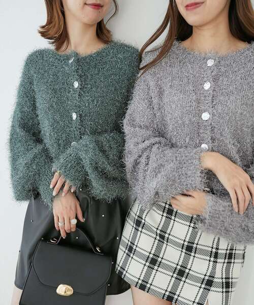 MAJESTIC LEGON（マジェスティックレゴン）の「前後2wayきらふわカーデ（ニット/セーター・レディース・ピンク/グレー/アイボリー/グリーン・MEDIUM）」の13枚目の写真