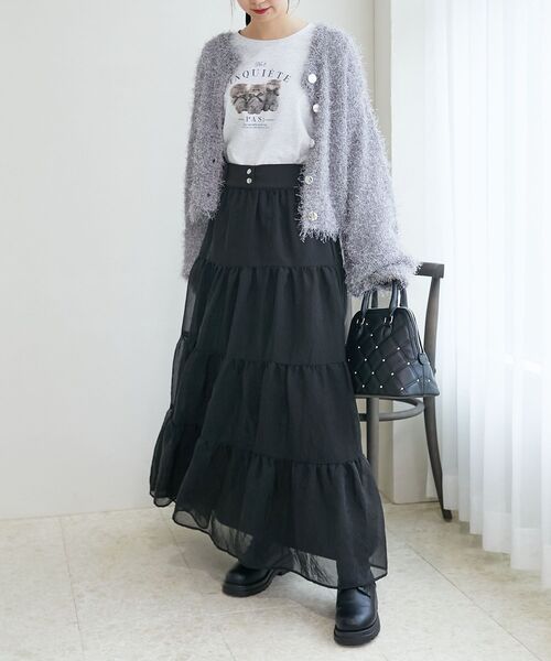 MAJESTIC LEGON（マジェスティックレゴン）の「前後2wayきらふわカーデ（ニット/セーター・レディース・ピンク/グレー/アイボリー/グリーン・MEDIUM）」の18枚目の写真