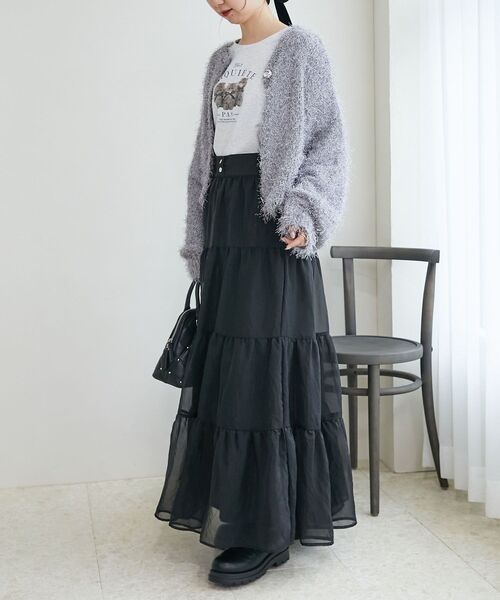 MAJESTIC LEGON（マジェスティックレゴン）の「前後2wayきらふわカーデ（ニット/セーター・レディース・ピンク/グレー/アイボリー/グリーン・MEDIUM）」の19枚目の写真