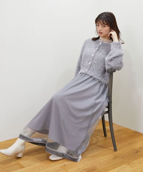 MAJESTIC LEGON（マジェスティックレゴン）の「前後2wayきらふわカーデ（ニット/セーター・レディース・ピンク/グレー/アイボリー/グリーン・MEDIUM）」の20枚目の写真