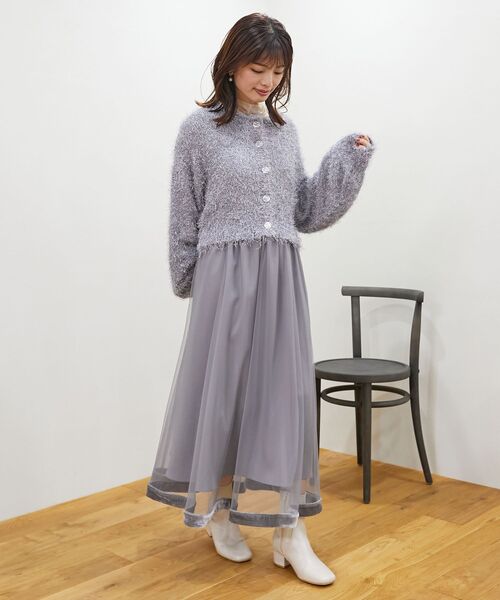 MAJESTIC LEGON（マジェスティックレゴン）の「前後2wayきらふわカーデ（ニット/セーター・レディース・ピンク/グレー/アイボリー/グリーン・MEDIUM）」の21枚目の写真