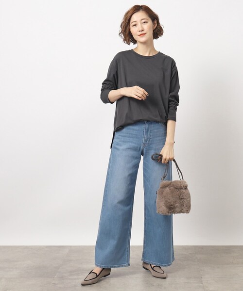 grove（グローブ）の「ベーシックロンT（Tシャツ/カットソー・レディース・ナチュラル/オフホワイト/チャコールグレー・03/04/05/01/02）」の5枚目の写真