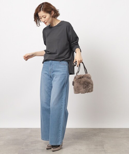 grove（グローブ）の「ベーシックロンT（Tシャツ/カットソー・レディース・ナチュラル/オフホワイト/チャコールグレー・03/04/05/01/02）」の6枚目の写真