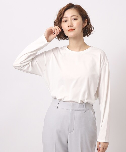 grove（グローブ）の「ベーシックロンT（Tシャツ/カットソー・レディース・ナチュラル/オフホワイト/チャコールグレー・03/04/05/01/02）」の12枚目の写真