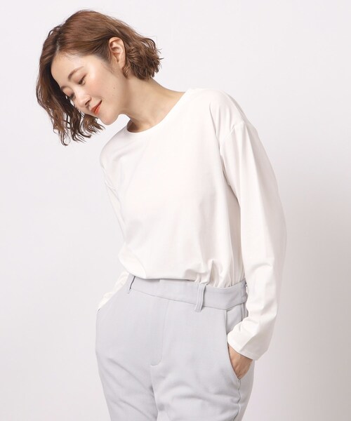 grove（グローブ）の「ベーシックロンT（Tシャツ/カットソー・レディース・ナチュラル/オフホワイト/チャコールグレー・03/04/05/01/02）」の13枚目の写真