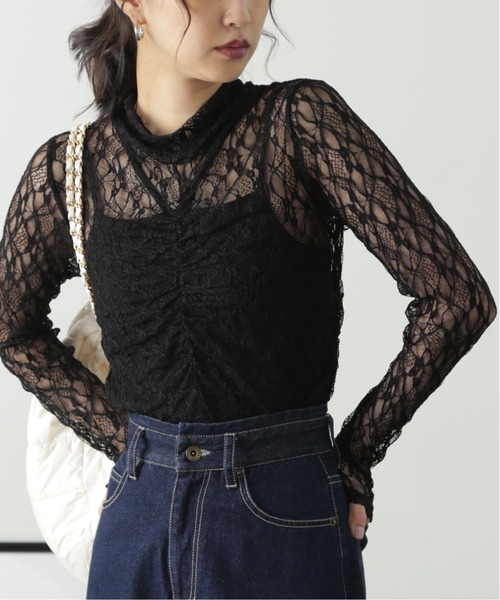 FREE'S MART(フリーズマート)の「レースハイネックシアーインナー(Tシャツ/カットソー・レディース・ブラック/オフホワイト・FREE)」の3枚目の写真