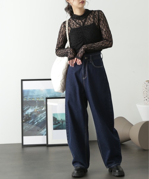 FREE'S MART(フリーズマート)の「レースハイネックシアーインナー(Tシャツ/カットソー・レディース・ブラック/オフホワイト・FREE)」の6枚目の写真