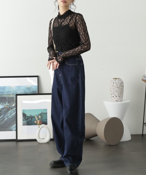 FREE'S MART(フリーズマート)の「レースハイネックシアーインナー(Tシャツ/カットソー・レディース・ブラック/オフホワイト・FREE)」の8枚目の写真