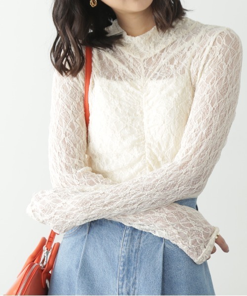 FREE'S MART(フリーズマート)の「レースハイネックシアーインナー(Tシャツ/カットソー・レディース・ブラック/オフホワイト・FREE)」の12枚目の写真