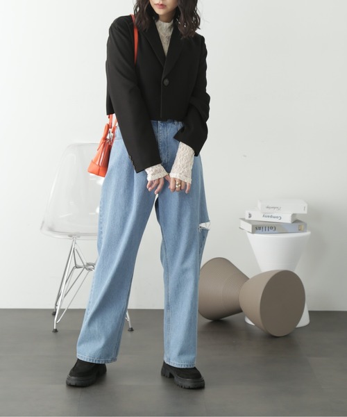 FREE'S MART(フリーズマート)の「レースハイネックシアーインナー(Tシャツ/カットソー・レディース・ブラック/オフホワイト・FREE)」の20枚目の写真