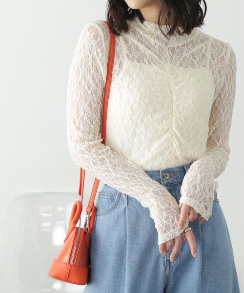 FREE'S MART(フリーズマート)の「レースハイネックシアーインナー(Tシャツ/カットソー・レディース・ブラック/オフホワイト・FREE)」の13枚目の写真