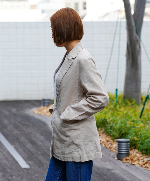 roial（ロイアル）の「JACKET/ROIAL(ロイアル)リネンジャケット（テーラードジャケット・レディース・ブラック/ナチュラル・MEDIUM/SMALL）」の17枚目の写真