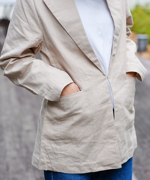 roial（ロイアル）の「JACKET/ROIAL(ロイアル)リネンジャケット（テーラードジャケット・レディース・ブラック/ナチュラル・MEDIUM/SMALL）」の18枚目の写真