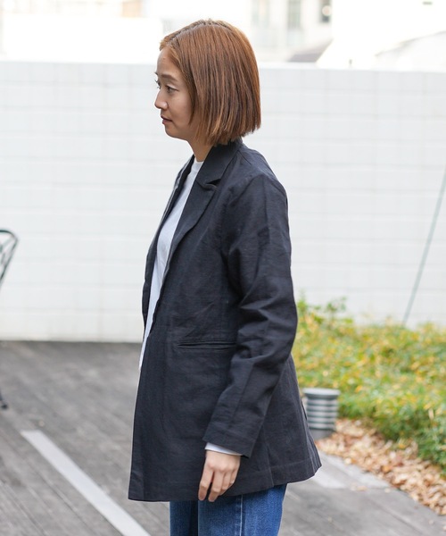 roial（ロイアル）の「JACKET/ROIAL(ロイアル)リネンジャケット（テーラードジャケット・レディース・ブラック/ナチュラル・MEDIUM/SMALL）」の8枚目の写真