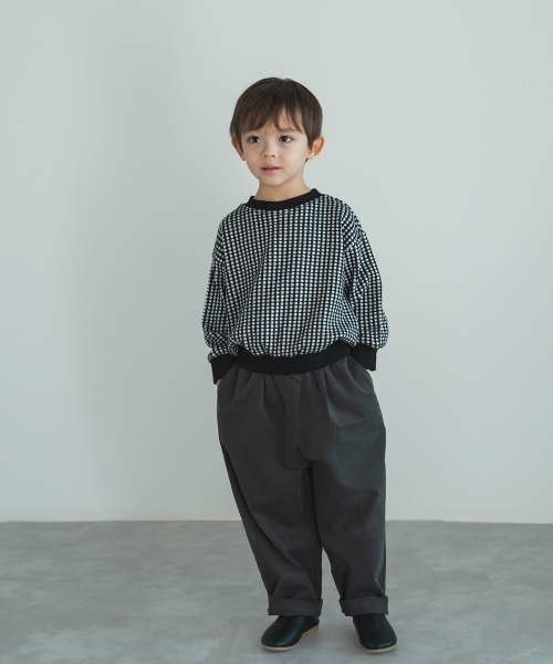 riziere（リジェール）の「ブロックチェックニットソートップス（ニット/セーター・キッズ・ブラック/ブラウン・90/100/110/120/130/140/150）」の3枚目の写真