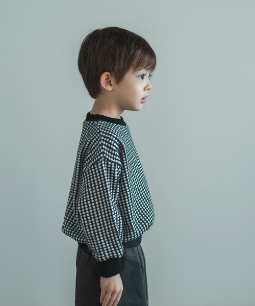 riziere（リジェール）の「ブロックチェックニットソートップス（ニット/セーター・キッズ・ブラック/ブラウン・90/100/110/120/130/140/150）」の4枚目の写真