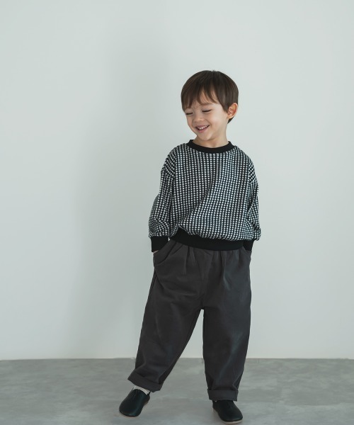 riziere（リジェール）の「ブロックチェックニットソートップス（ニット/セーター・キッズ・ブラック/ブラウン・90/100/110/120/130/140/150）」の6枚目の写真