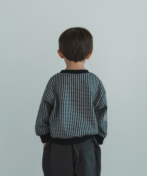riziere（リジェール）の「ブロックチェックニットソートップス（ニット/セーター・キッズ・ブラック/ブラウン・90/100/110/120/130/140/150）」の7枚目の写真