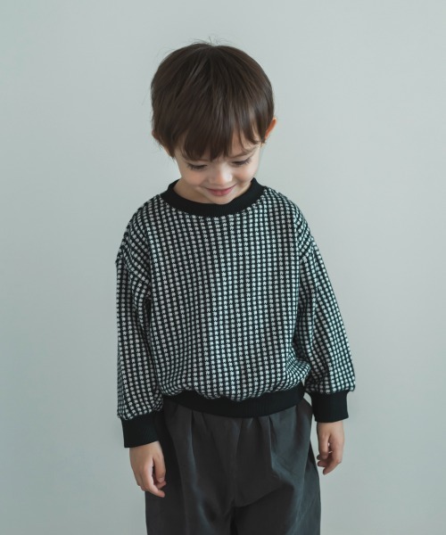 riziere（リジェール）の「ブロックチェックニットソートップス（ニット/セーター・キッズ・ブラック/ブラウン・90/100/110/120/130/140/150）」の8枚目の写真