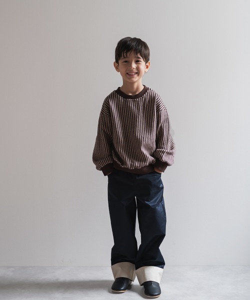 riziere（リジェール）の「ブロックチェックニットソートップス（ニット/セーター・キッズ・ブラック/ブラウン・90/100/110/120/130/140/150）」の10枚目の写真