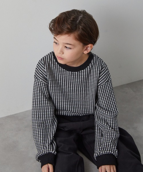 riziere（リジェール）の「ブロックチェックニットソートップス（ニット/セーター・キッズ・ブラック/ブラウン・90/100/110/120/130/140/150）」の18枚目の写真