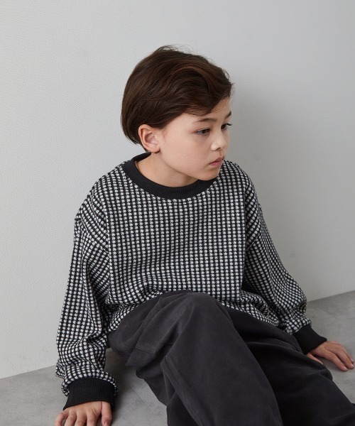 riziere（リジェール）の「ブロックチェックニットソートップス（ニット/セーター・キッズ・ブラック/ブラウン・90/100/110/120/130/140/150）」の20枚目の写真