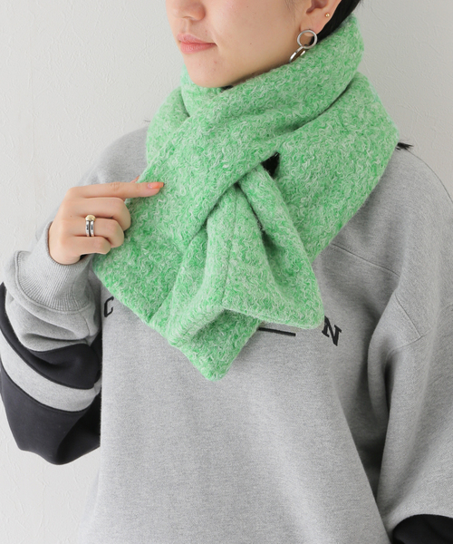 CONTROL FREAK / CTFK（コントロールフリーク）の「【CONTROL FREAK/コントロールフリーク】ブークレーダウンフ風マフラー（マフラー・レディース・グリーン/ホワイト・FREE）」の12枚目の写真