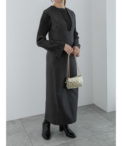 Te chichi（テチチ）の「配色リブフレアスリーブニット（ニット/セーター・レディース・オフホワイト/ブルー/チャコールグレー・F）」の5枚目の写真