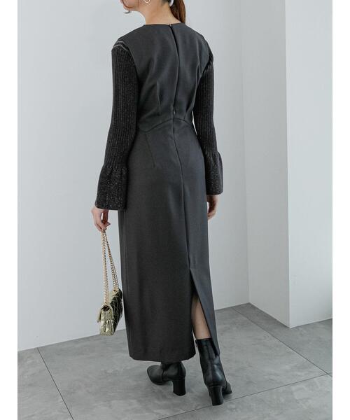 Te chichi（テチチ）の「配色リブフレアスリーブニット（ニット/セーター・レディース・オフホワイト/ブルー/チャコールグレー・F）」の6枚目の写真