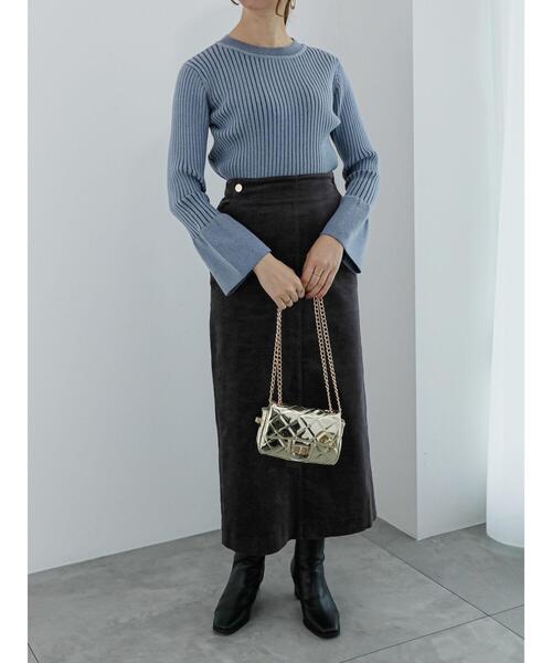 Te chichi（テチチ）の「配色リブフレアスリーブニット（ニット/セーター・レディース・オフホワイト/ブルー/チャコールグレー・F）」の7枚目の写真