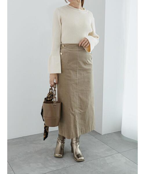 Te chichi（テチチ）の「配色リブフレアスリーブニット（ニット/セーター・レディース・オフホワイト/ブルー/チャコールグレー・F）」の9枚目の写真