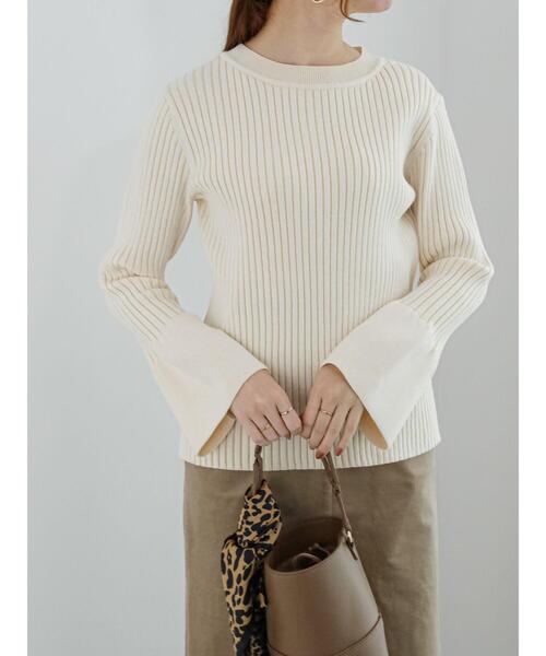 Te chichi（テチチ）の「配色リブフレアスリーブニット（ニット/セーター・レディース・オフホワイト/ブルー/チャコールグレー・F）」の10枚目の写真