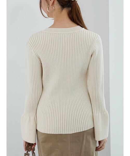 Te chichi（テチチ）の「配色リブフレアスリーブニット（ニット/セーター・レディース・オフホワイト/ブルー/チャコールグレー・F）」の11枚目の写真