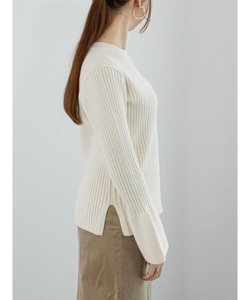 Te chichi（テチチ）の「配色リブフレアスリーブニット（ニット/セーター・レディース・オフホワイト/ブルー/チャコールグレー・F）」の12枚目の写真