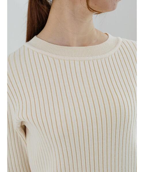 Te chichi（テチチ）の「配色リブフレアスリーブニット（ニット/セーター・レディース・オフホワイト/ブルー/チャコールグレー・F）」の13枚目の写真