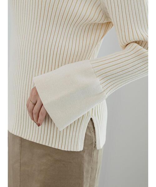 Te chichi（テチチ）の「配色リブフレアスリーブニット（ニット/セーター・レディース・オフホワイト/ブルー/チャコールグレー・F）」の14枚目の写真