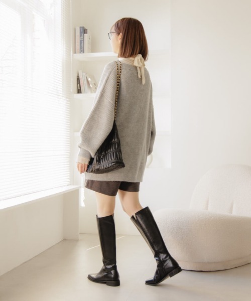 flower(フラワー)の「グリッターニットワンピース(ワンピース・レディース・グレー/アイボリー・FREE)」の5枚目の写真