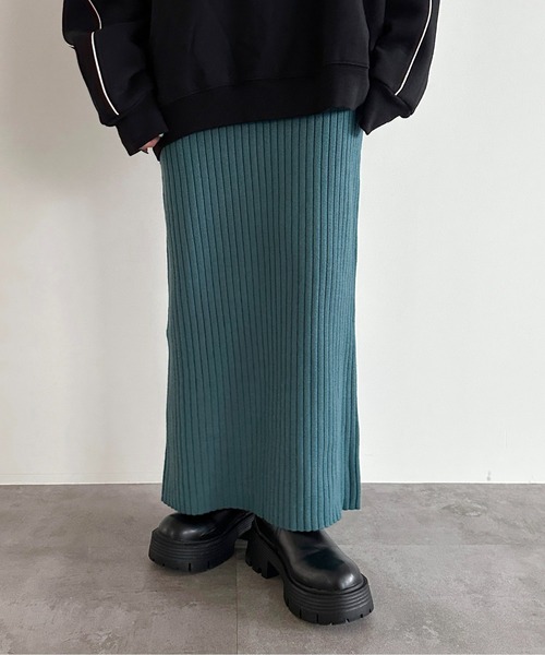 apres jour mignon(アプレジュールミニョン)の「リブニットスカート【ZOZOTOWN限定アイテム】(スカート・レディース・グレイッシュベージュ/ブラック/レッド/ブルー/チャコールグレー/ダークブラウン/アイボリー・MEDIUM/X-LARGE/SMALL)」の10枚目の写真