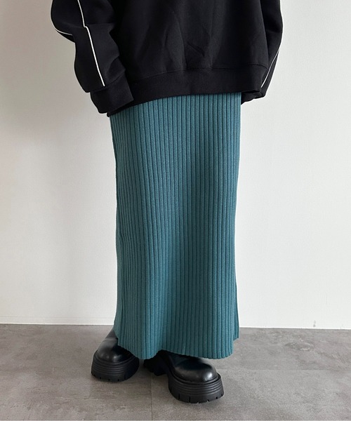 apres jour mignon(アプレジュールミニョン)の「リブニットスカート【ZOZOTOWN限定アイテム】(スカート・レディース・グレイッシュベージュ/ブラック/レッド/ブルー/チャコールグレー/ダークブラウン/アイボリー・MEDIUM/X-LARGE/SMALL)」の12枚目の写真